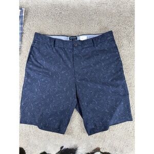 Peter Millar Men's Golf Shorts, 34 Waist, 9 Inch Inseam, Paisley Dark Blue